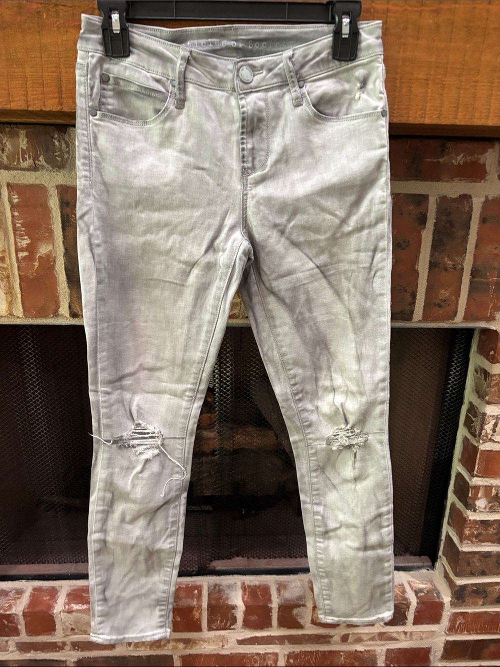 Articles Of Society Light Gray Distressed Skinny Jeans